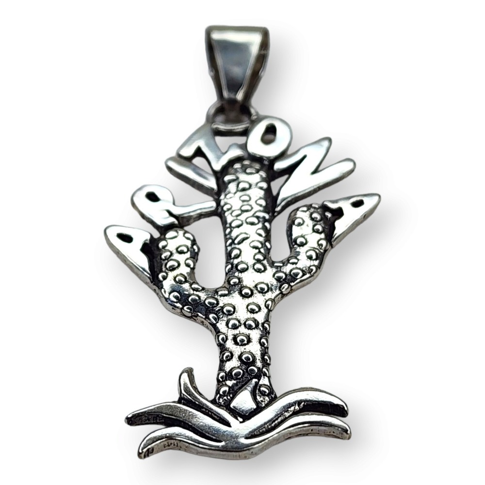 Sterling Silver 925 Arizona Saguaro Cactus‎ Pendant GS Signed Large 10.5g 2.75"
